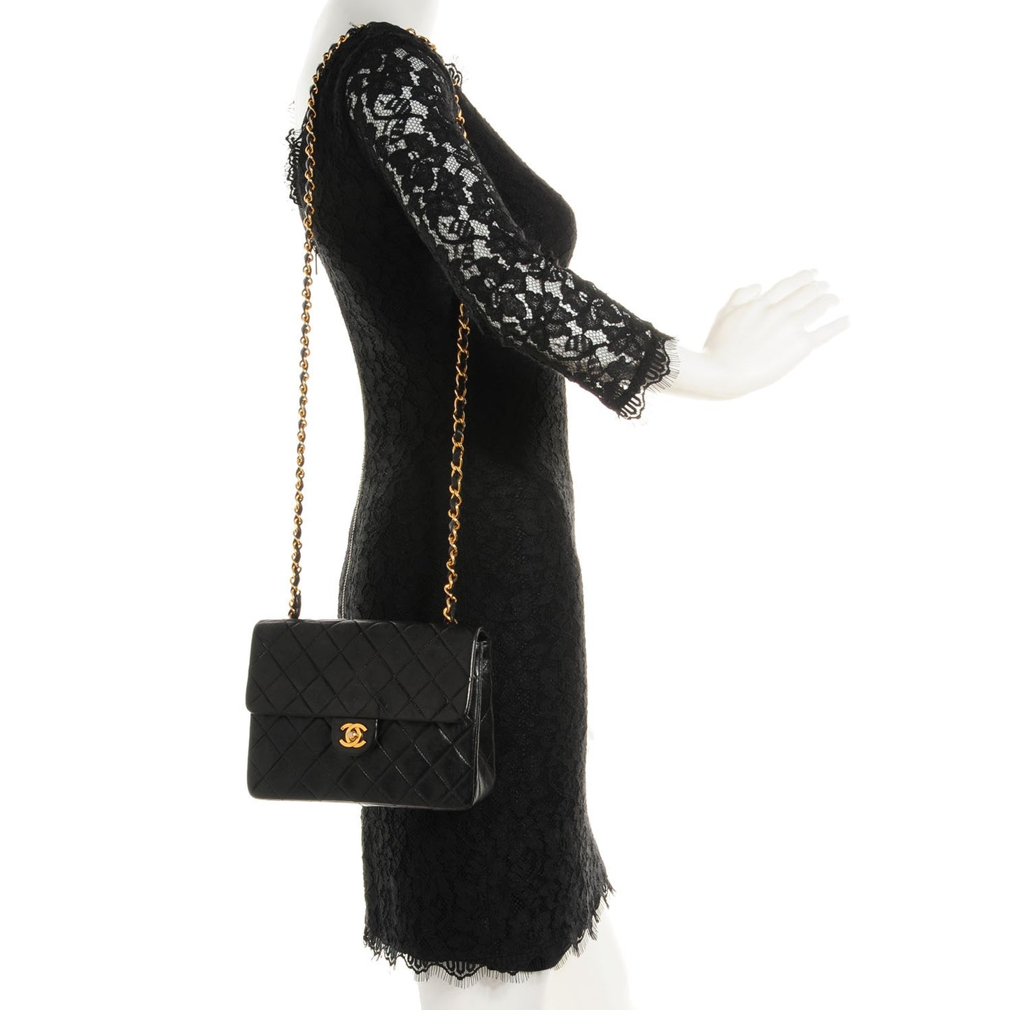 Lambskin Quilted Mini Square Flap Black