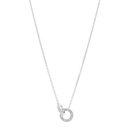 Cartier 18K White Gold Diamond Interlocking LOVE Paved Necklace 1 of 5