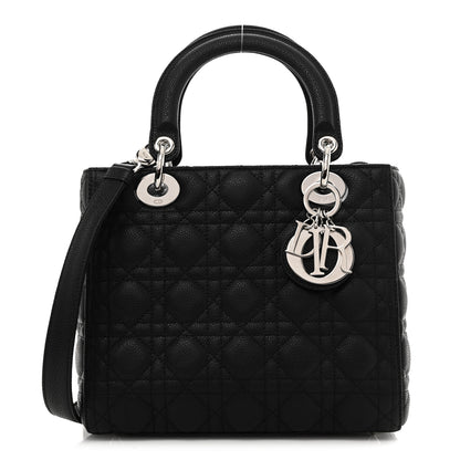 Christian Dior Grained Calfskin Cannage Medium Lady Dior Black 1 of 10