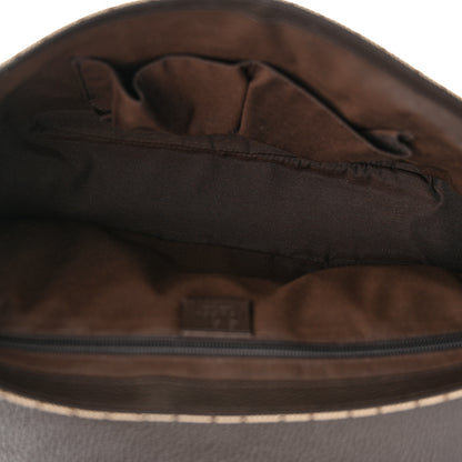 Gucci Monogram Large Flap Messenger Bag Beige Dark Brown 5 of 10