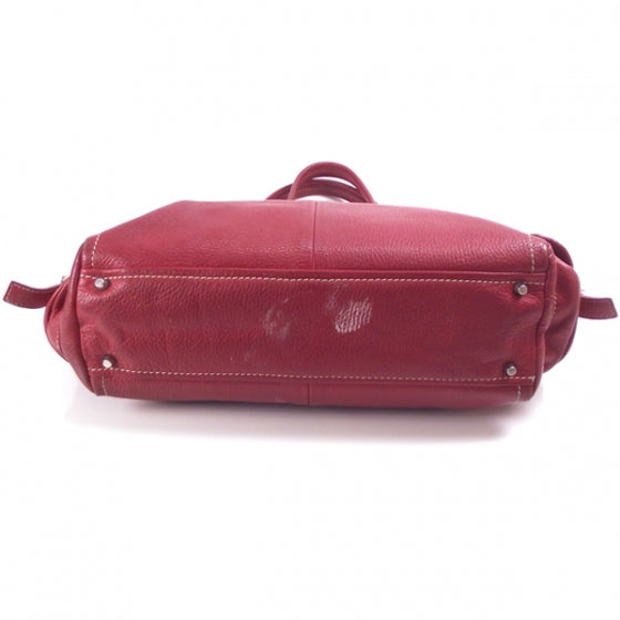 Leather Tote Shoulder Bag Purse Red