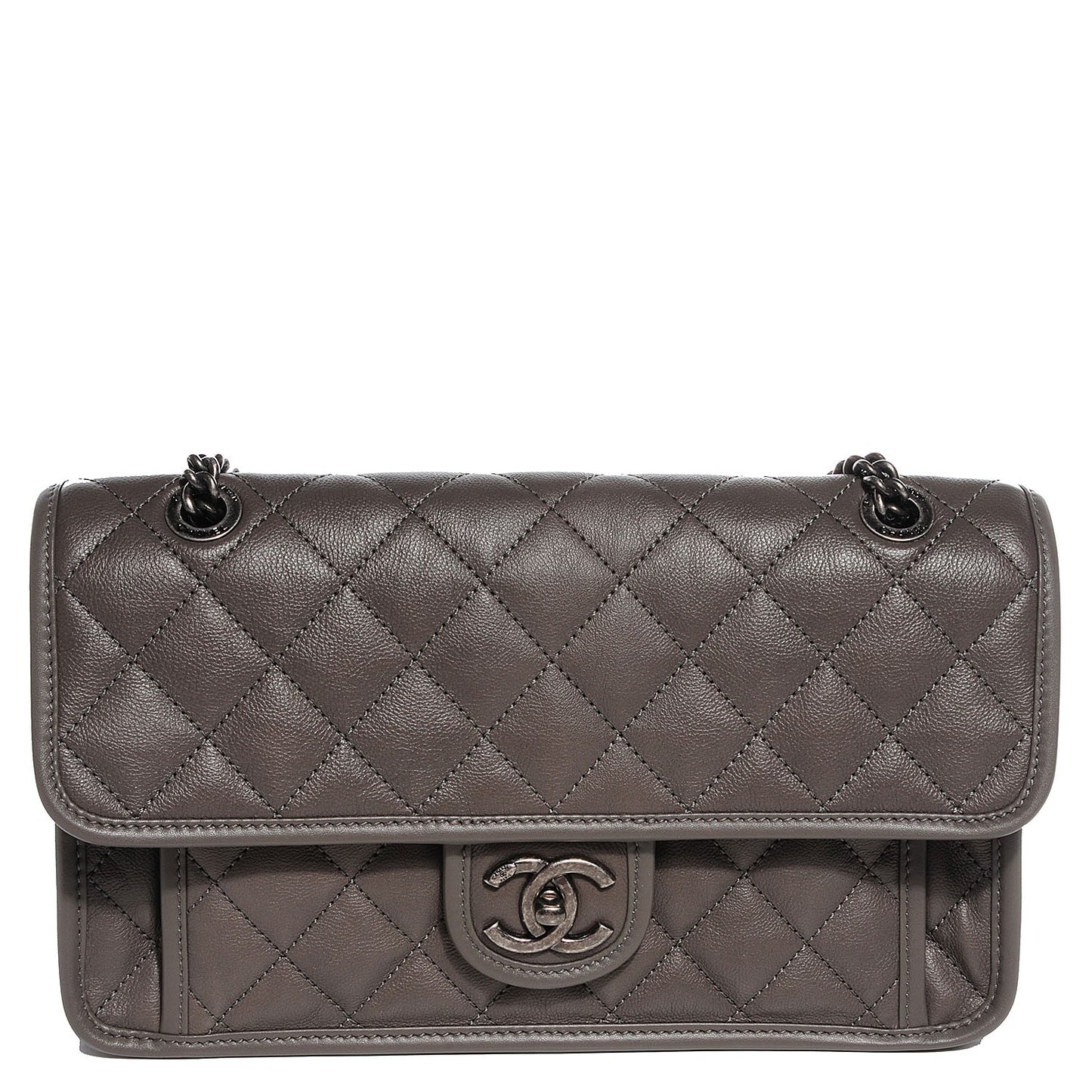 Calfskin Medium Casual Riviera Flap Dark Grey