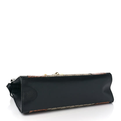 Gucci Nappa Elaphe GG Supreme Monogram Medium Osiride Top Handle Bag Black Bright Cuir Beige Ebony 3 of 12
