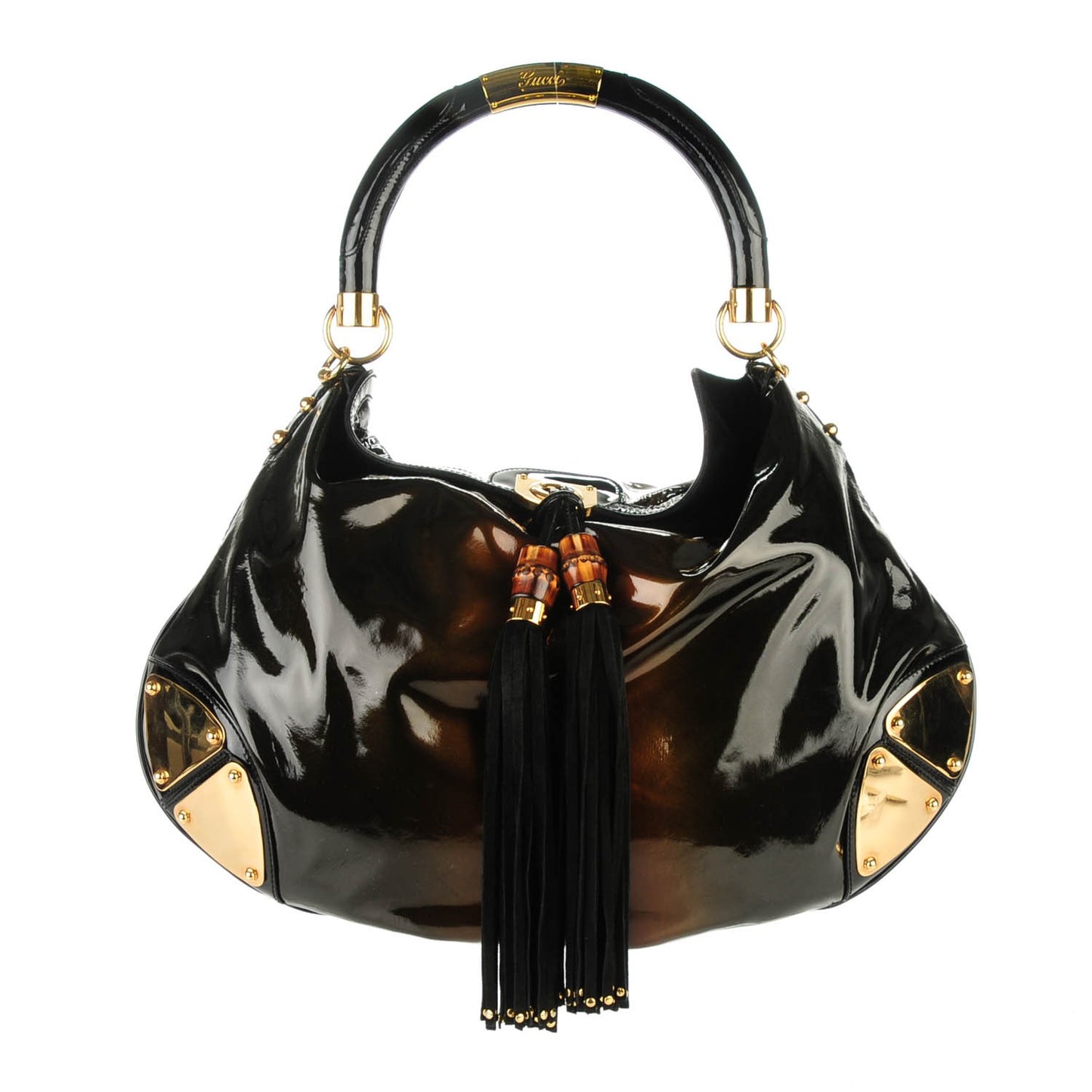 Patent Large Indy Top Handle Hobo Bronze Black