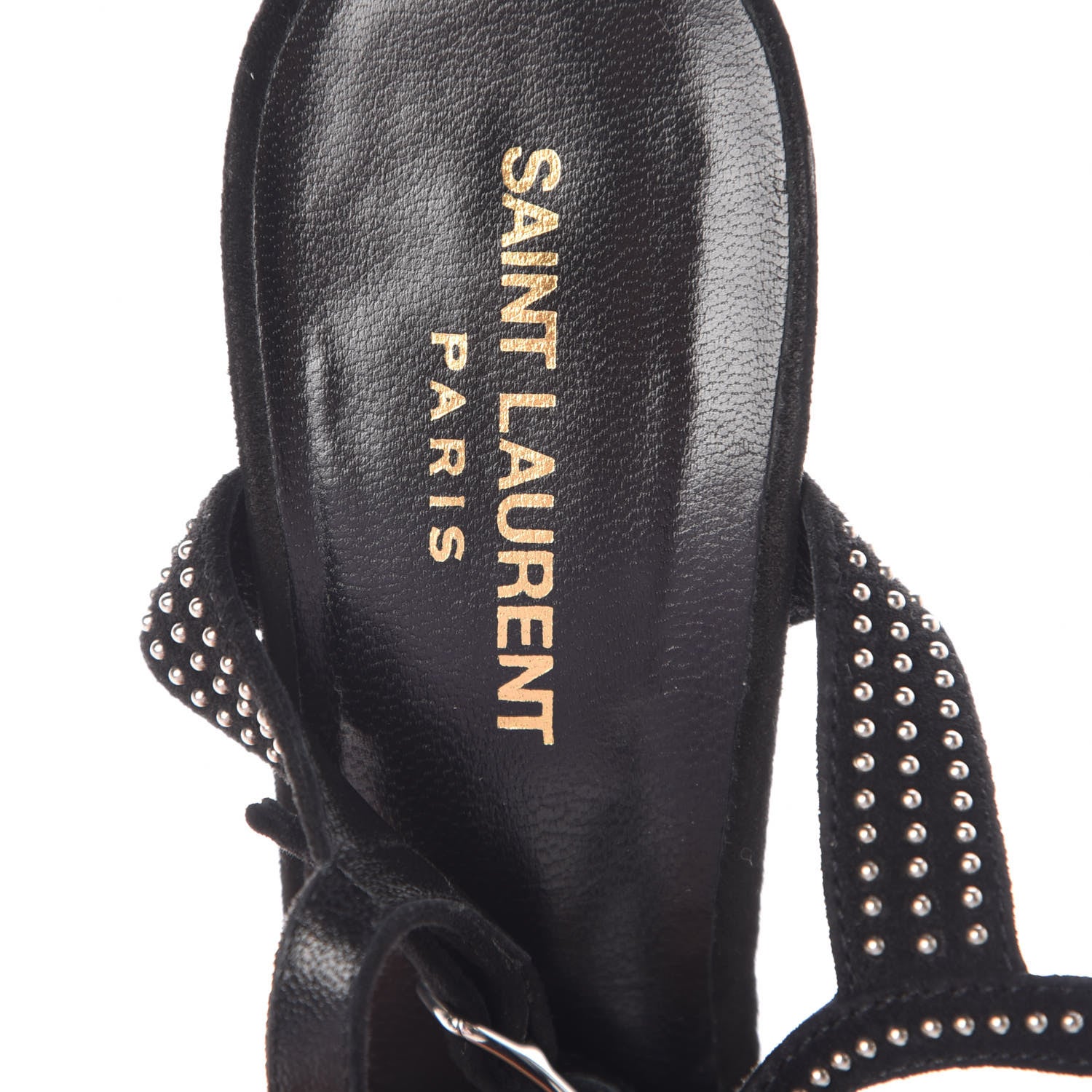 Saint Laurent Suede Studded Candy 80 Platform Sandals 39.5 Black 7 of 9