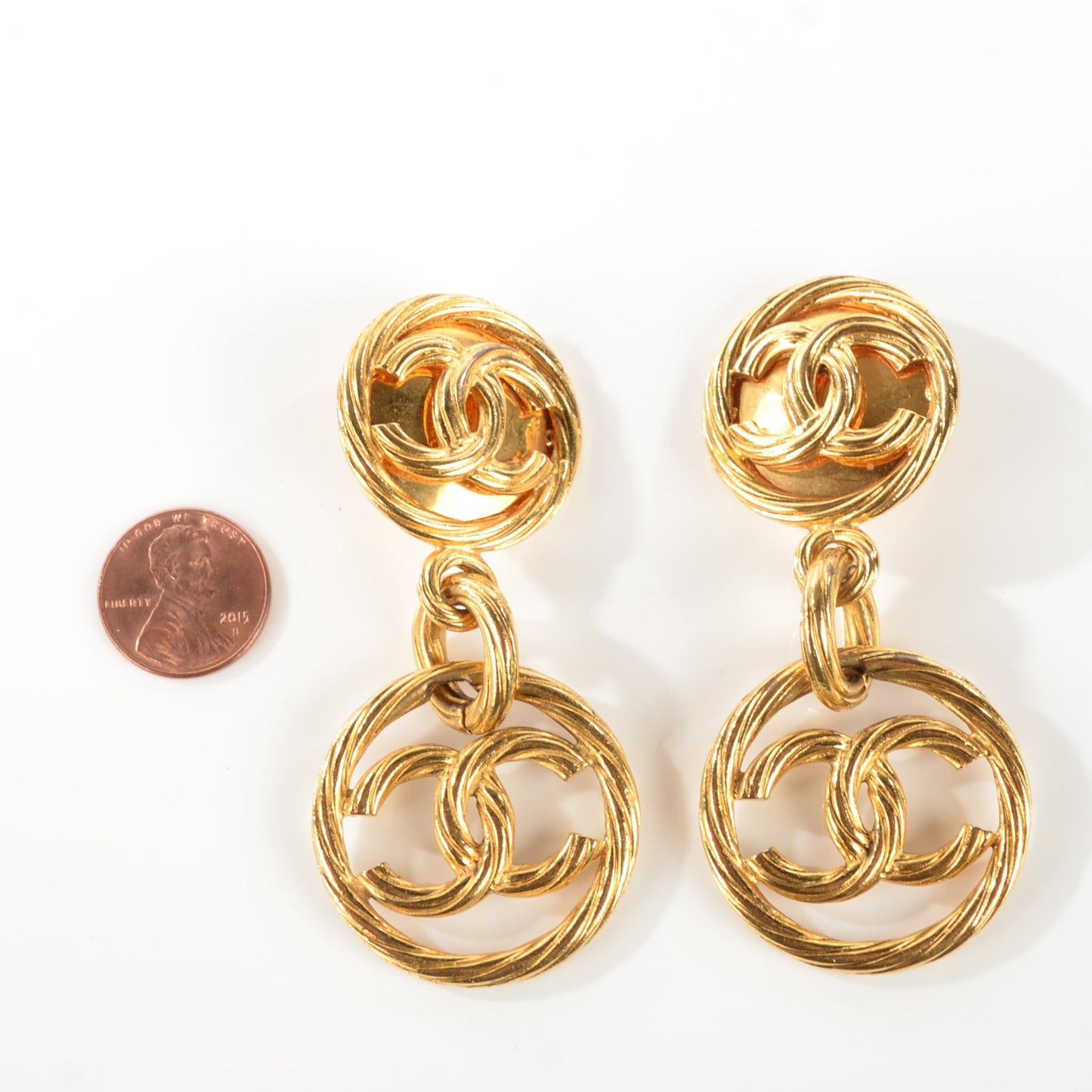 Twisted CC Clip On Drop Earrings Gold