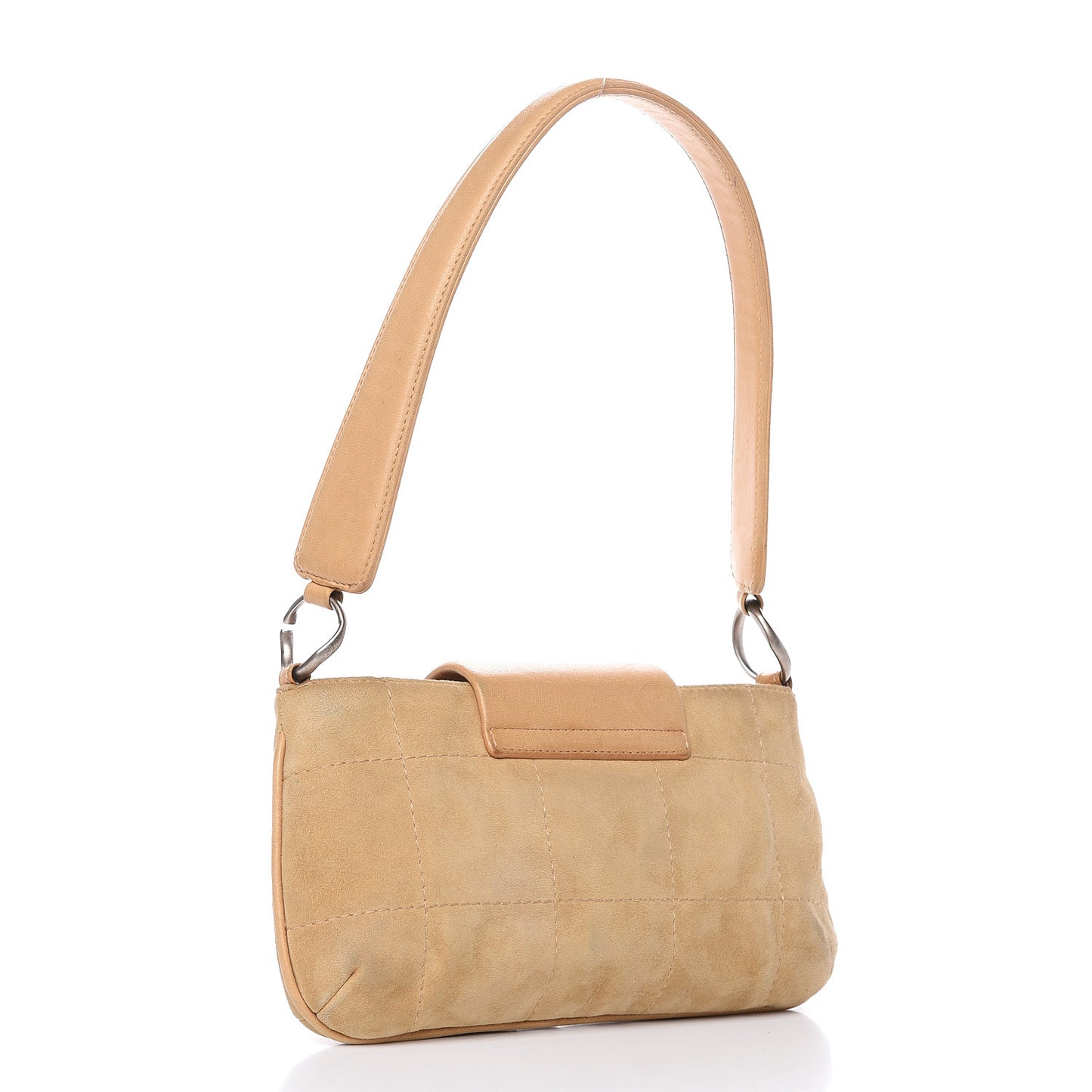 Suede Square Stitched Mademoiselle Shoulder Bag Beige