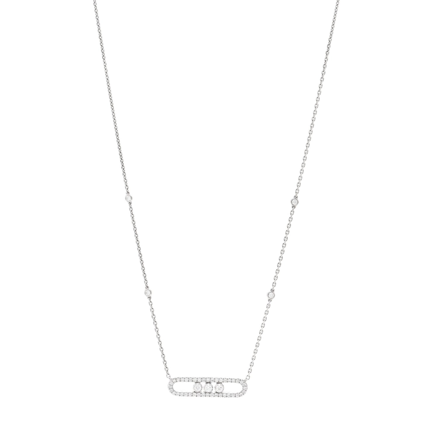 18K White Gold Diamond Baby Move Pave Necklace