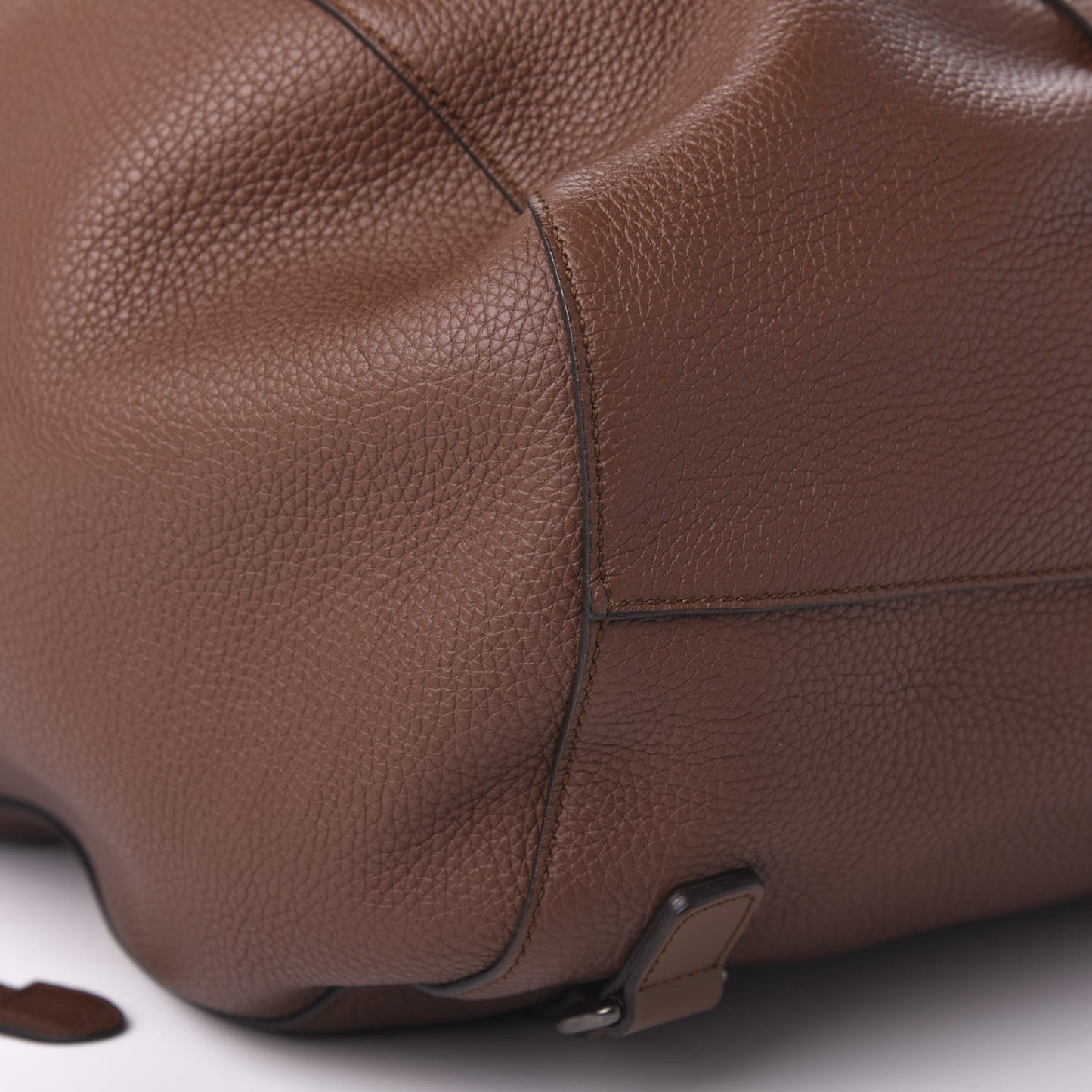 Pebbled Calfskin Drawstring Backpack Brown