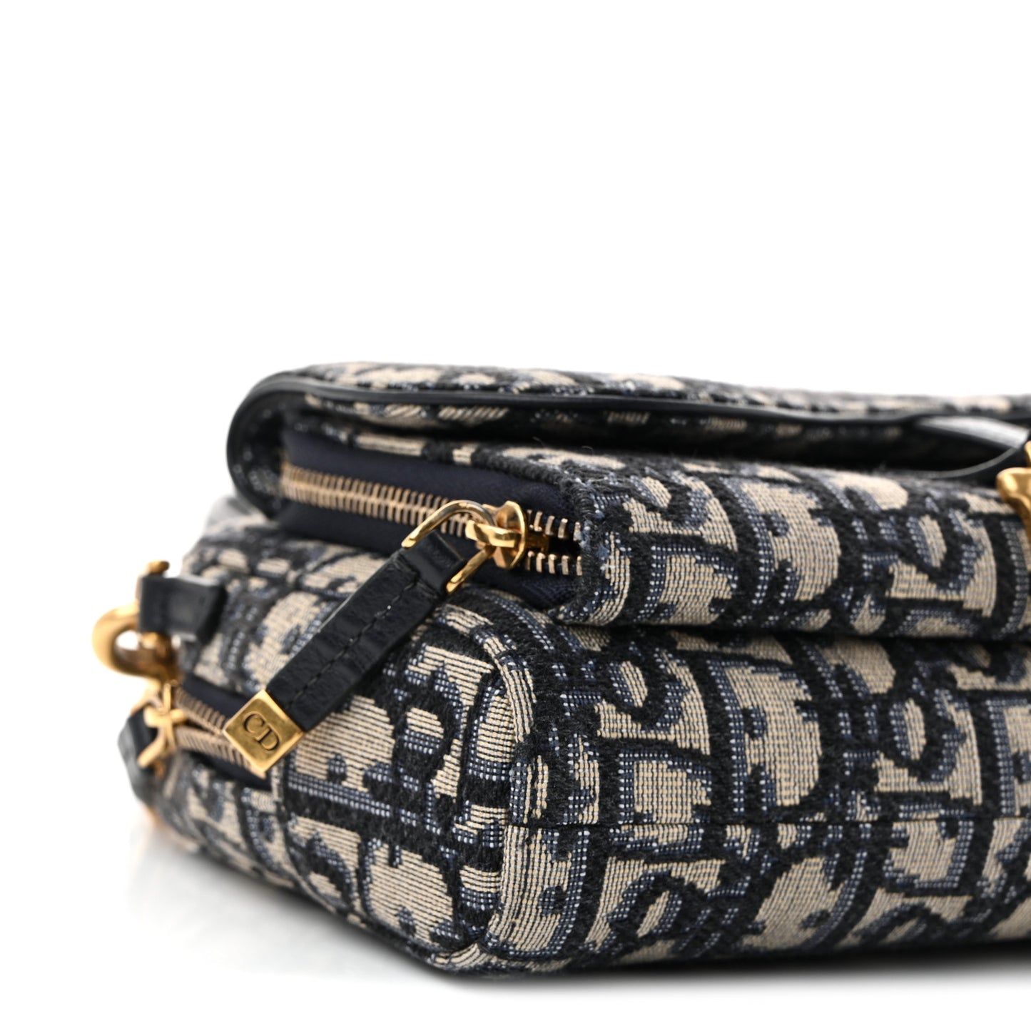 Oblique Double Saddle Pouch Navy Blue