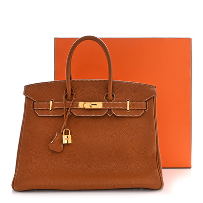Hermes Taurillon Clemence Birkin 35 Gold 14 of 14