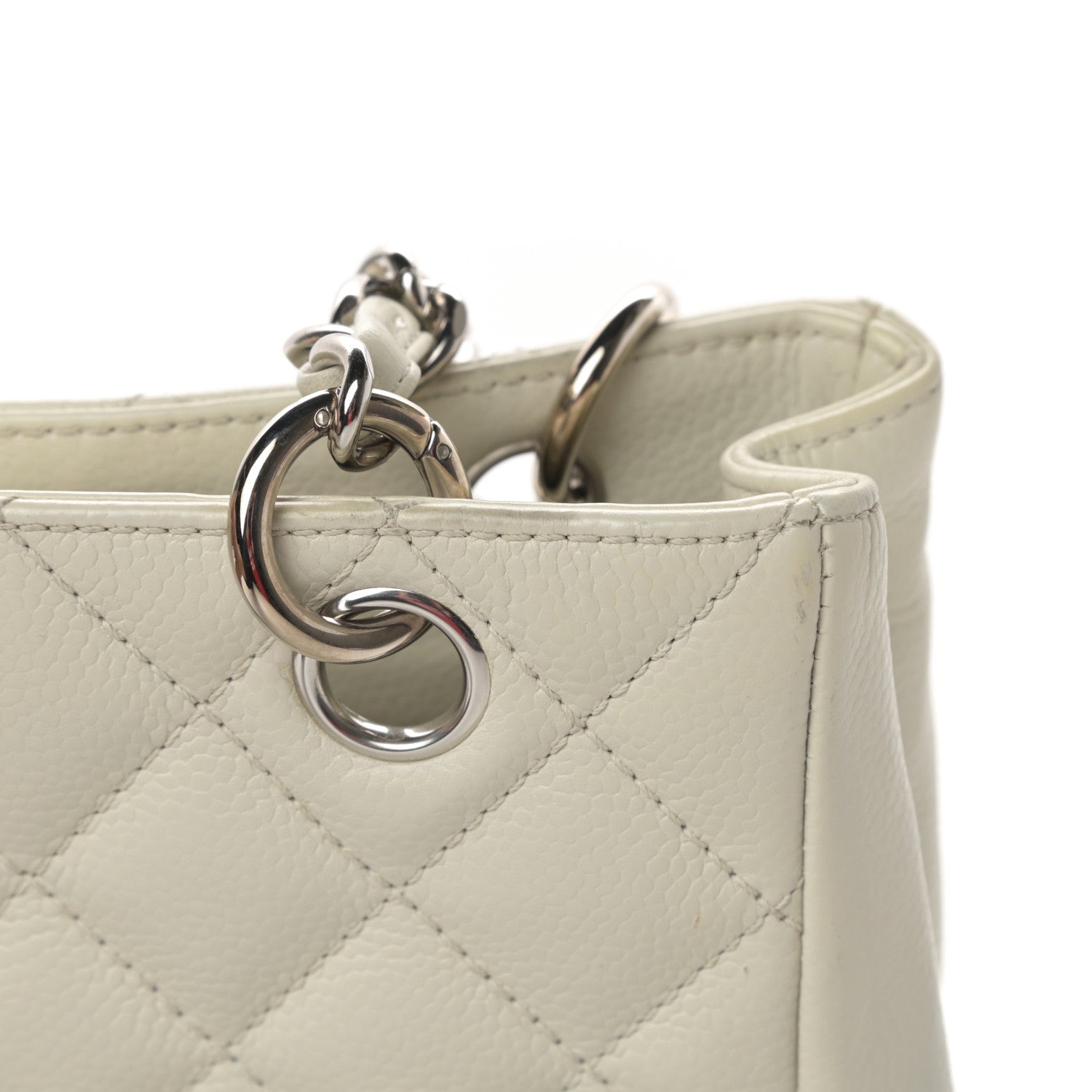 Chanel Caviar Quilted Petit Shopping Tote PST White 15 of 16