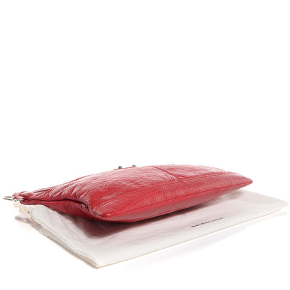 Balenciaga Agneau Classic Hardware Medium Clip Clutch Rouge Coquelicot 4 of 10
