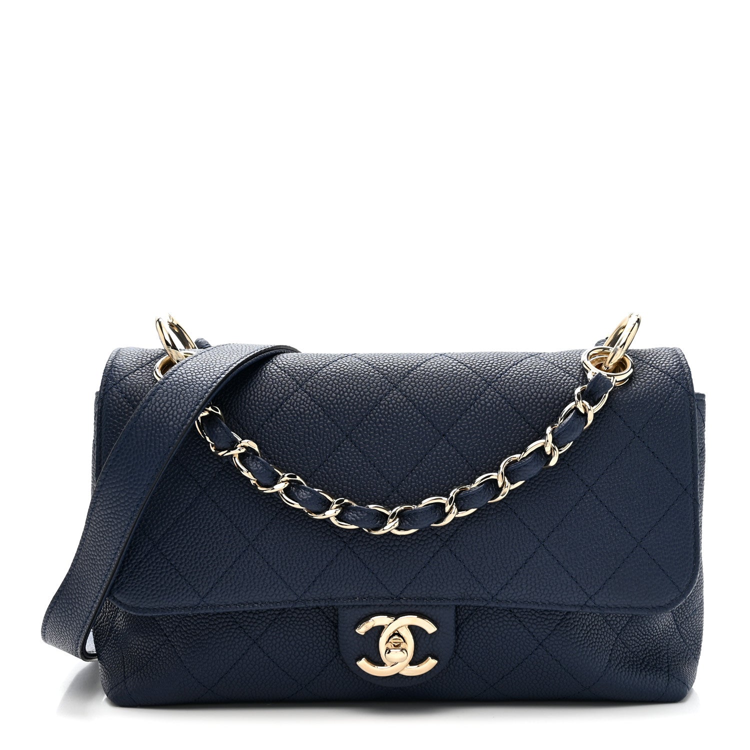 Chanel Caviar Quilted City Walk Flap Navy Blue 1 of 11