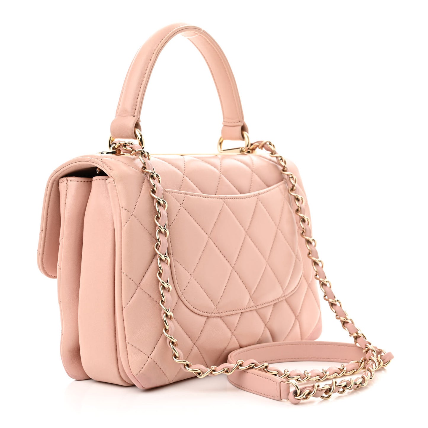 Lambskin Quilted Small Trendy CC Flap Dual Handle Bag Light Pink