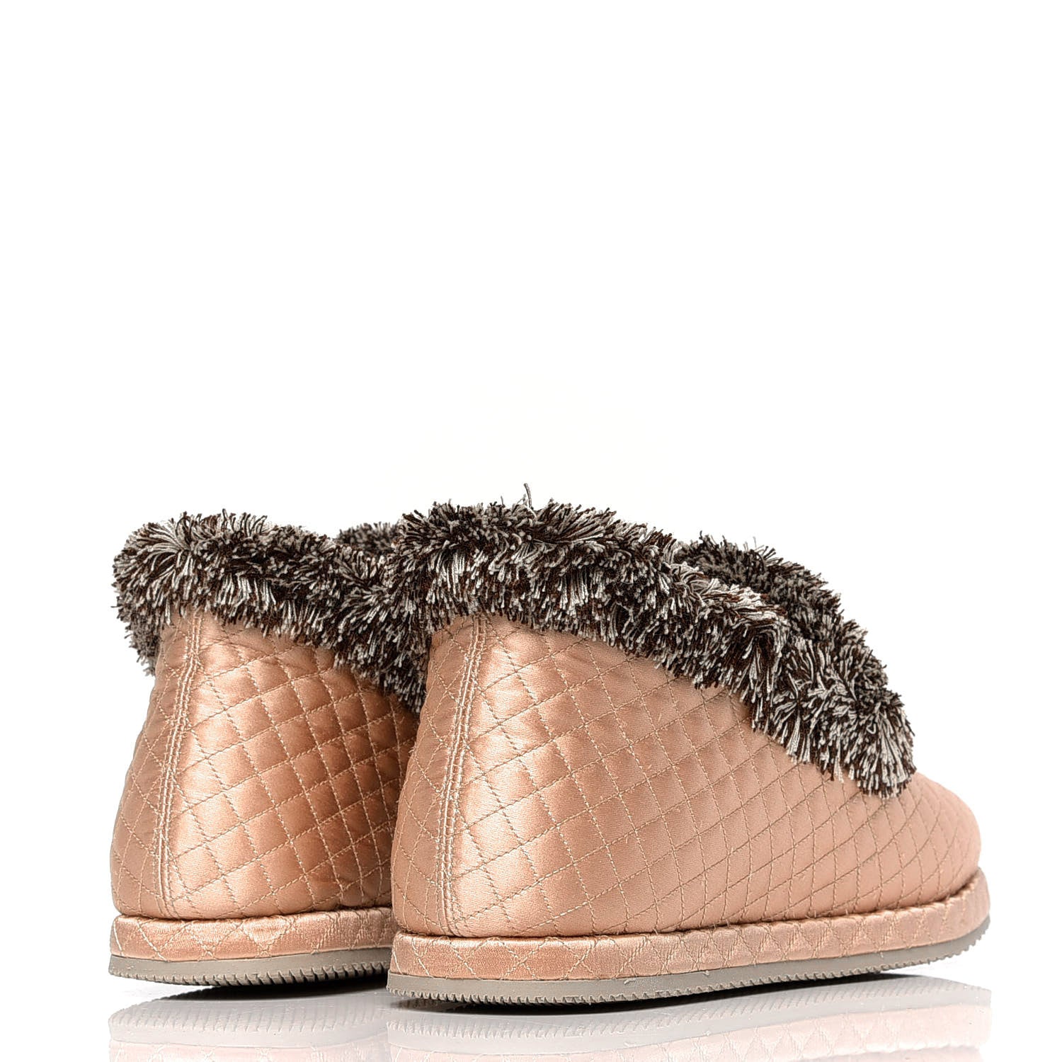 Gucci Satin Quilted Womens Fria Horsebit Loafers 37 Apricot Beige 3 of 4