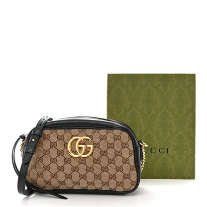 Gucci Monogram Matelasse Diagonal Small GG Marmont Chain Shoulder Bag Beige Black 11 of 11