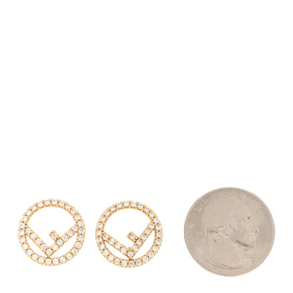 Fendi FF Crystal Round Earrings Gold 2 of 4