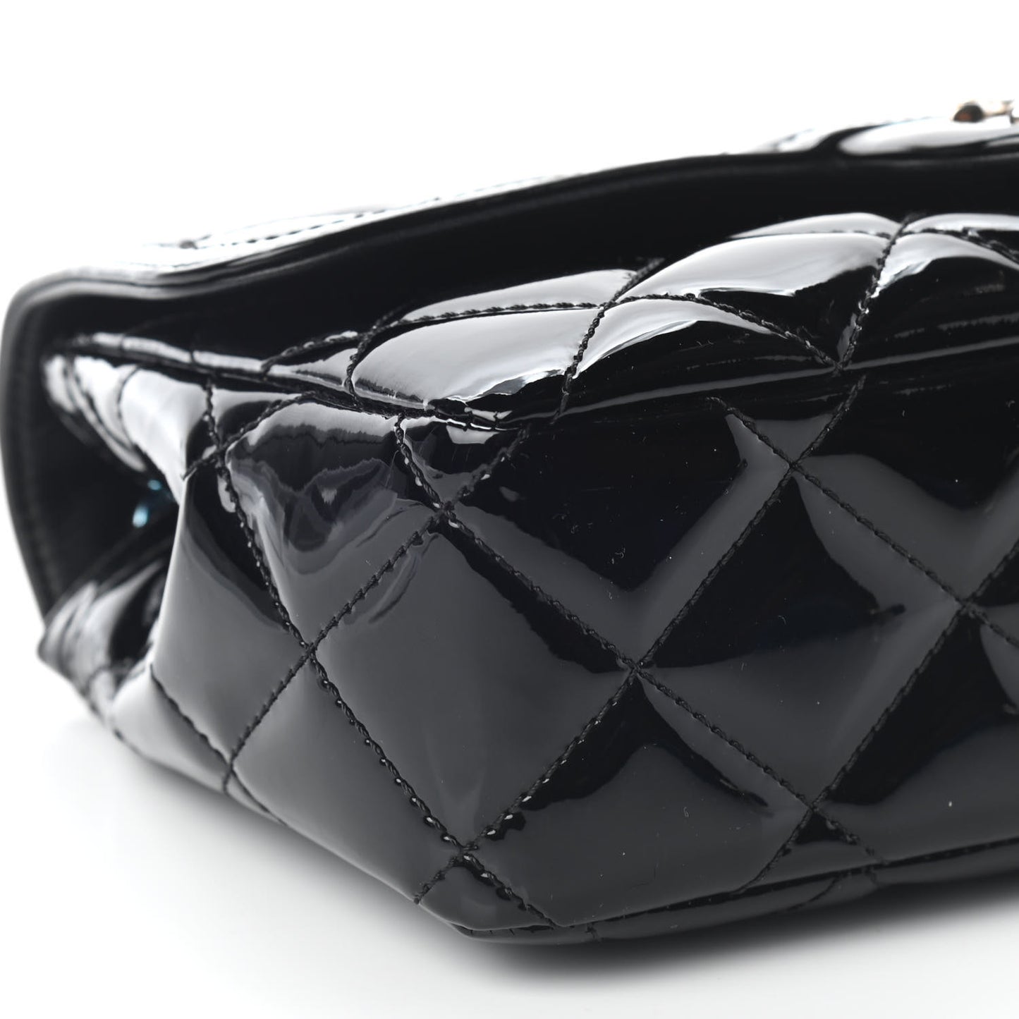 Patent Quilted Small Coco Shine Flap Black