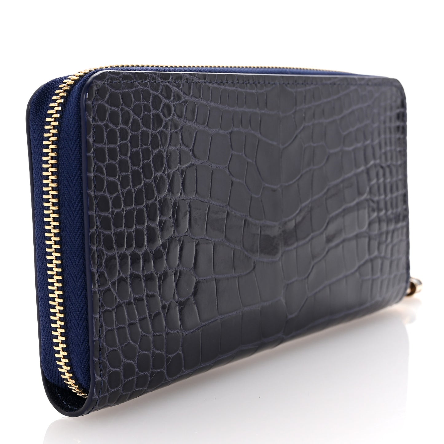 Matte Alligator Zippy Padlock Wallet Blue