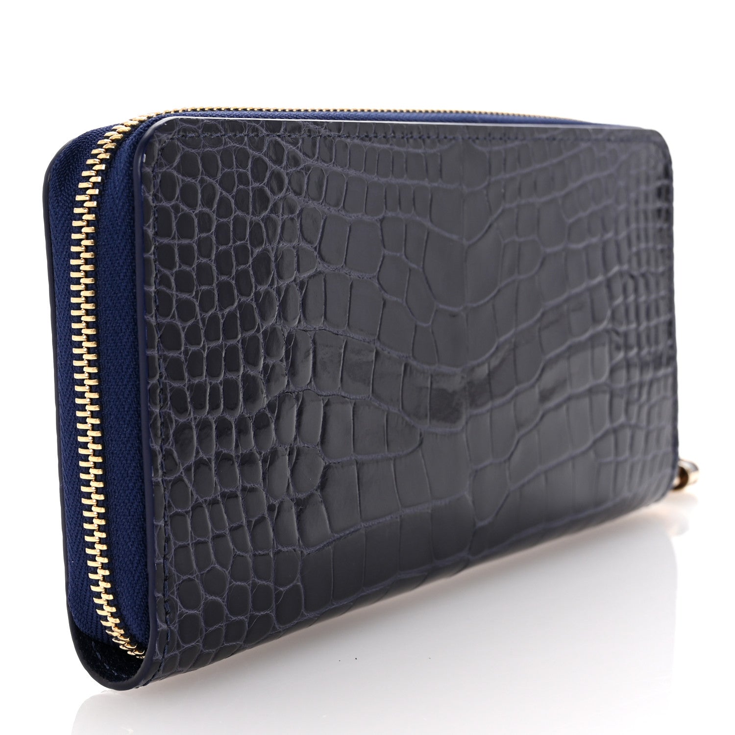 Louis Vuitton Matte Alligator Zippy Padlock Wallet Blue 3 of 6