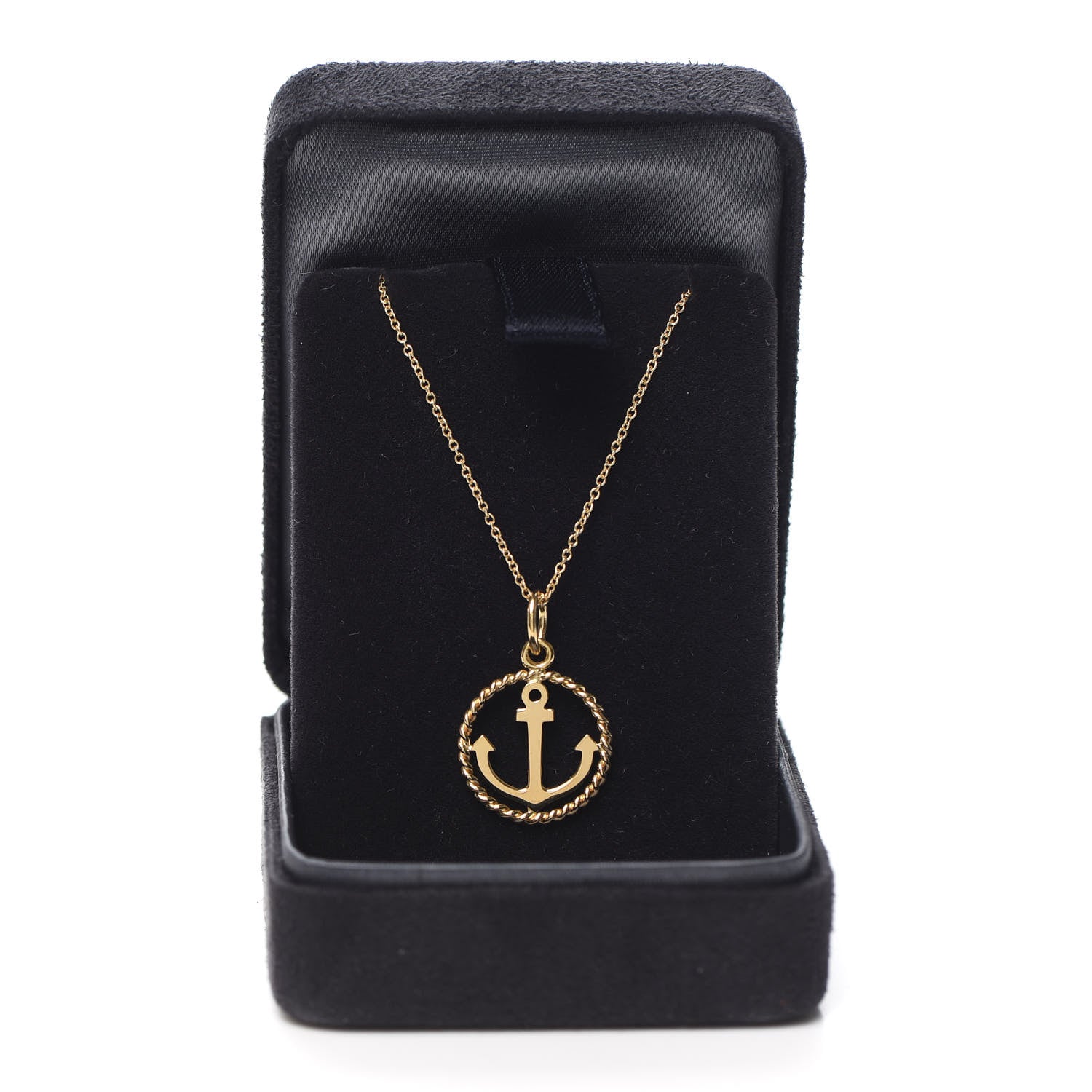 Tiffany 18K Yellow Gold Twist Anchor Charm Pendant Necklace 6 of 6