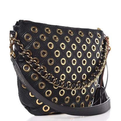 Marc Jacobs Goatskin Quilted Grommet Nomad Hobo Black 4 of 9
