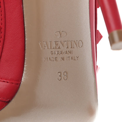 Valentino Garavani Calfskin Lacquered Monochrome Rockstud Ankle Strap 100mm Pumps 38 Rouge Pur 6 of 12