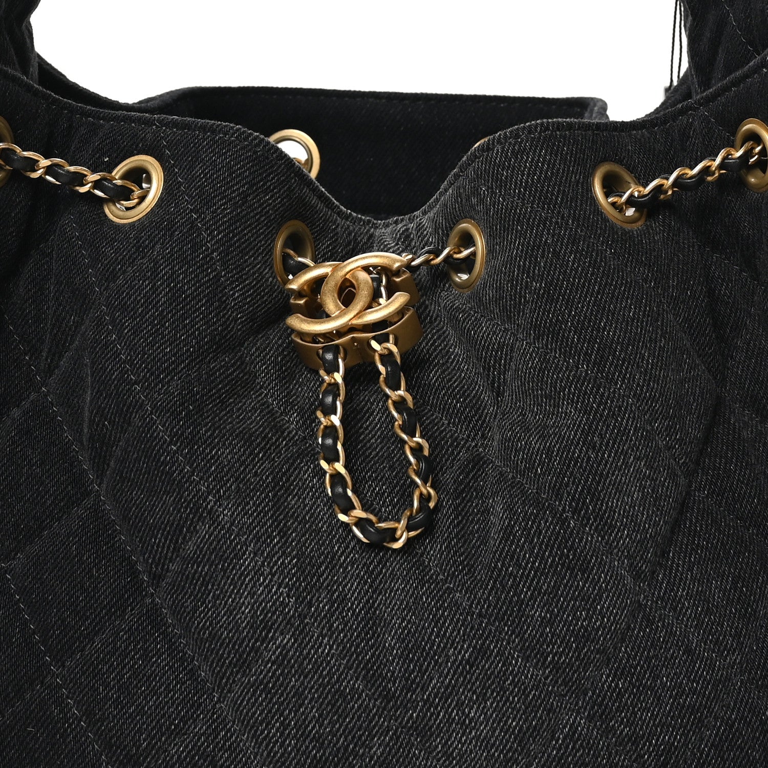 Chanel Washed Denim Quilted Small Chanel 25 Handbag Black 1687970
