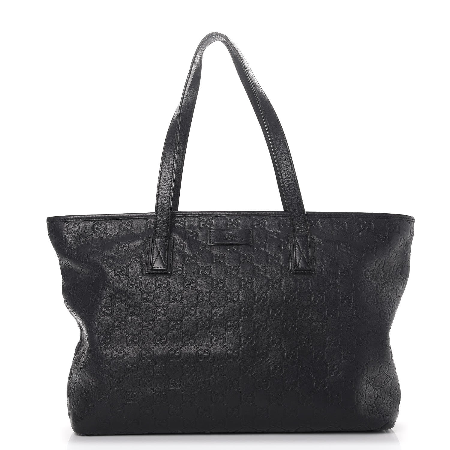 Gucci Guccissima Medium Zippered Shopping Tote Black 1 of 19