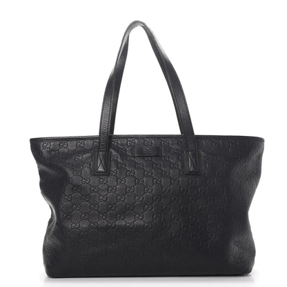 Gucci Guccissima Medium Zippered Shopping Tote Black 1 of 19