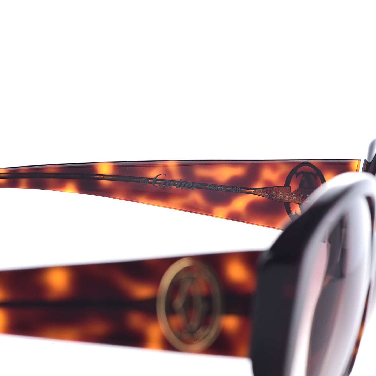Tortoise Double C Logo Cat Eye Sunglasses Gold