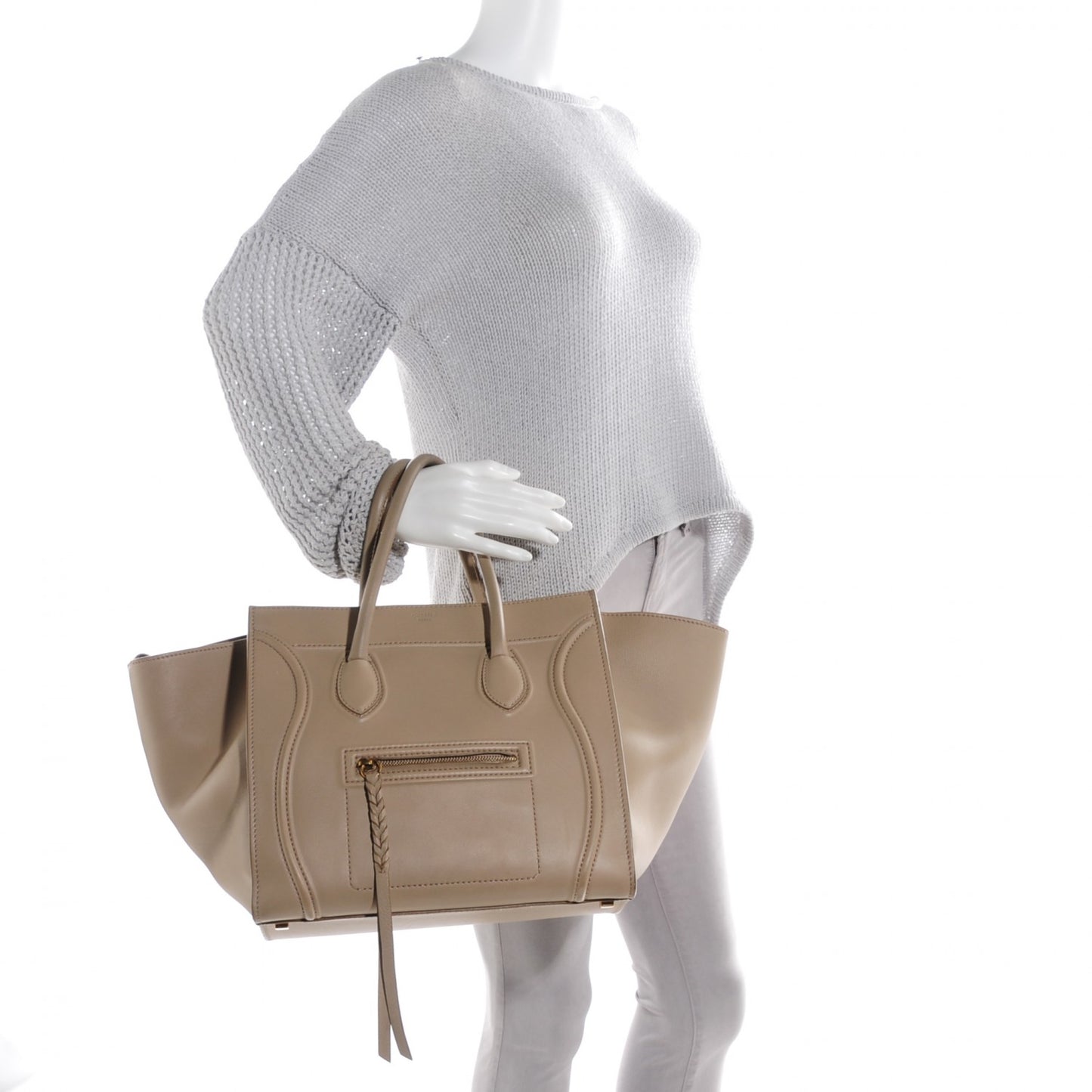Supple Calfskin Medium Phantom Luggage Beige