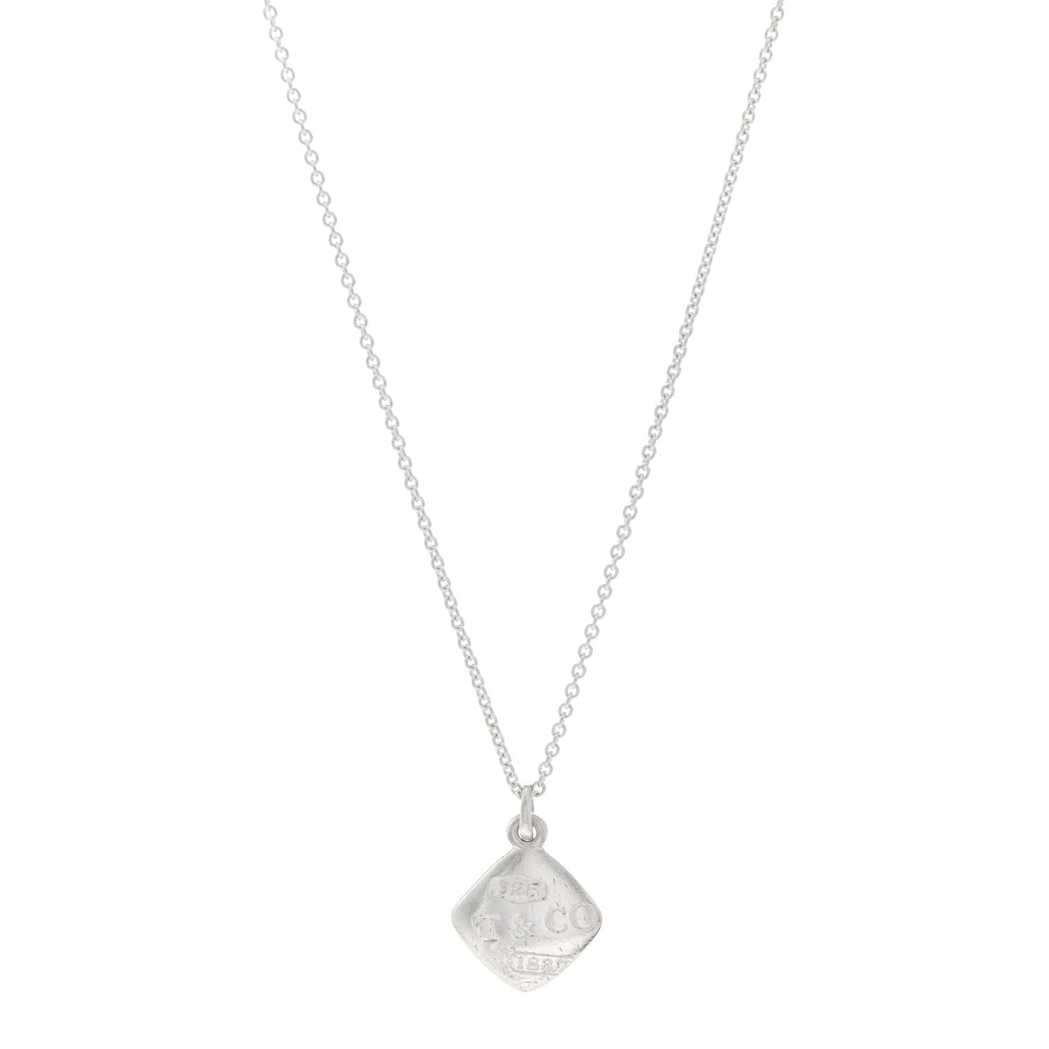 Tiffany Sterling Silver 1837 Square Pendant Necklace 1 of 4