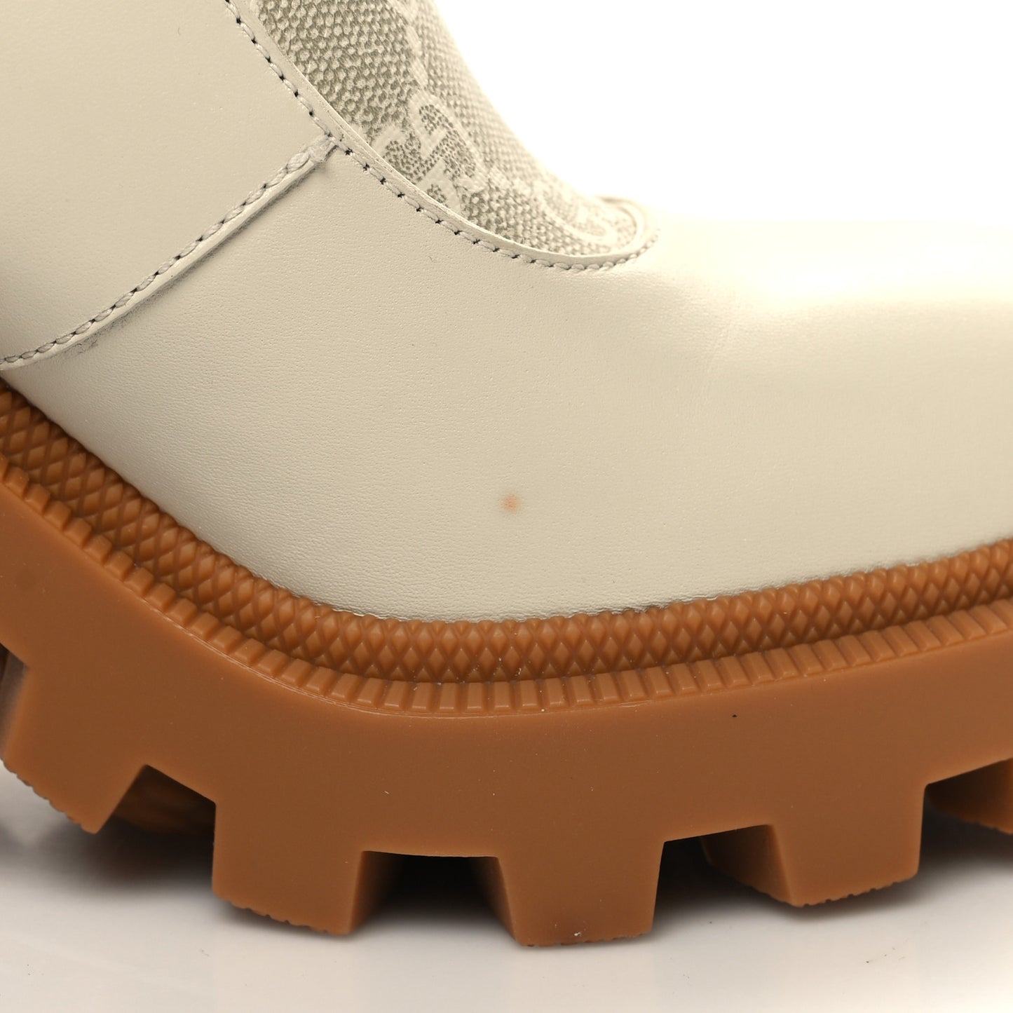Kensington Calfskin Nappa GG Supreme Monogram Womens Double Buckle Ankle Boots 36 Mystic White Beige