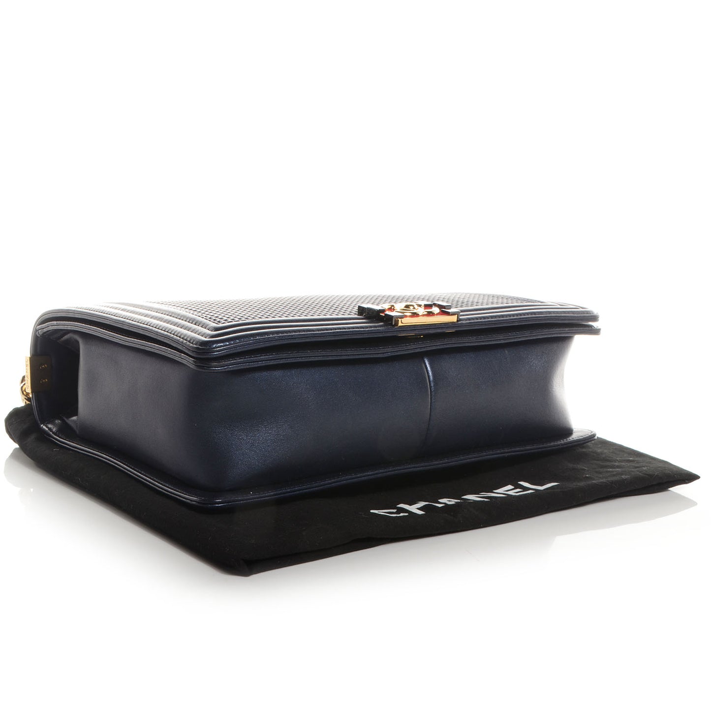 Lambskin Square Quilted Large Boy Cube Flap Navy