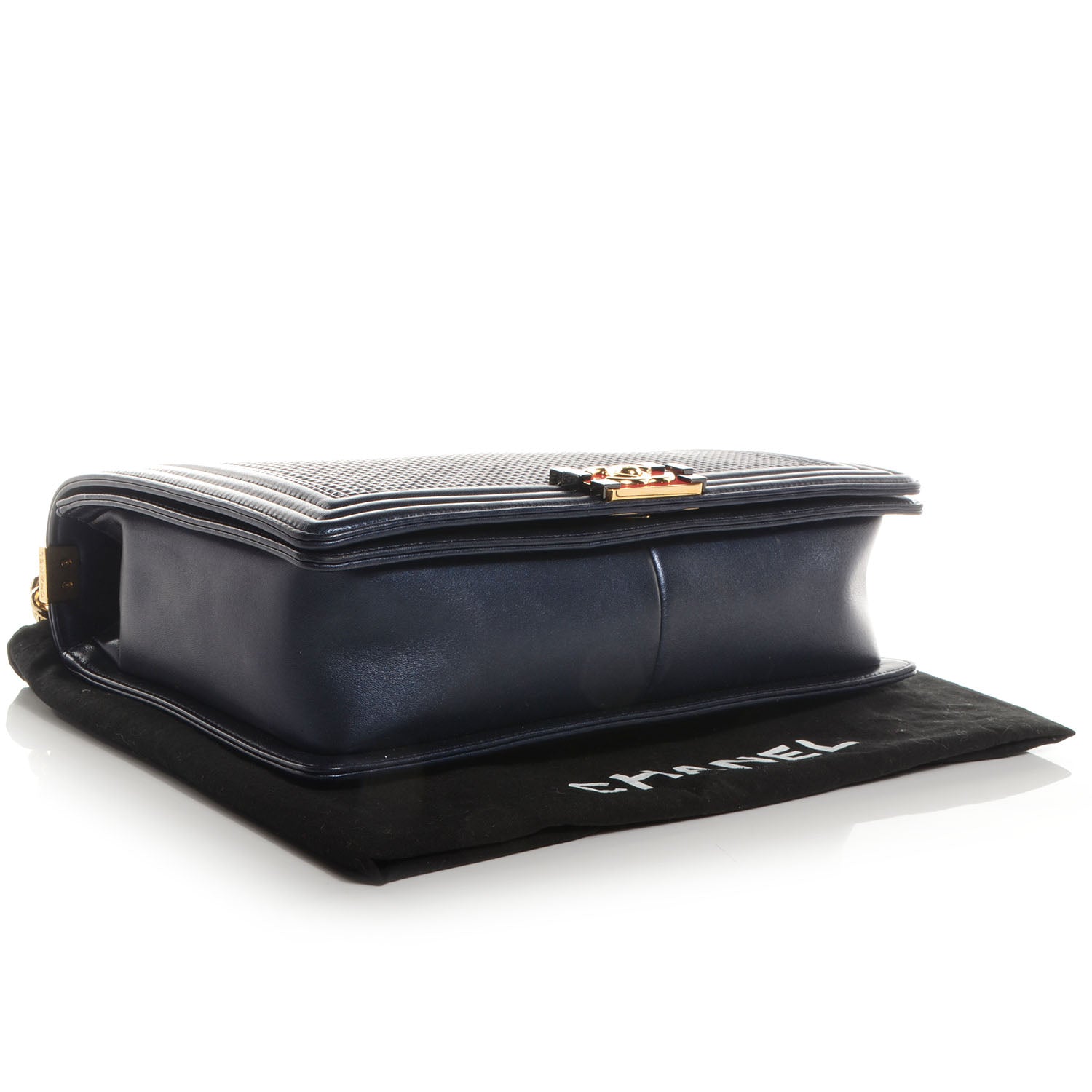 Chanel Lambskin Square Quilted Large Boy Cube Flap Navy 4 of 8