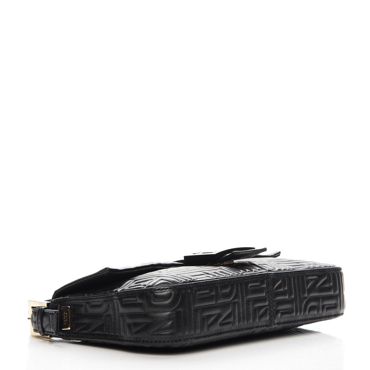 Fendi Nappa Logo Embossed Baguette Black 4 of 9