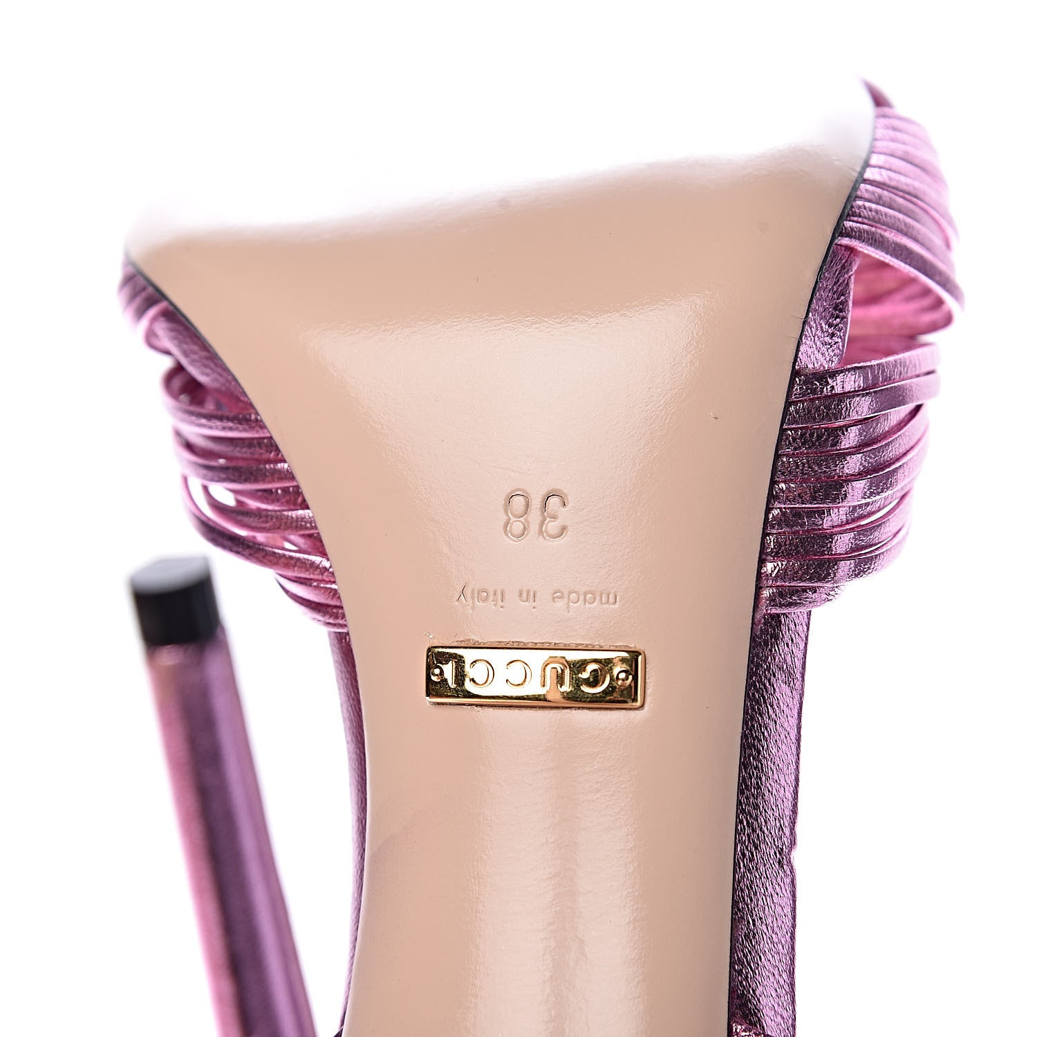 Gucci Metallic Nappa Knotted Allie Sandals 38 Rosa 6 of 10