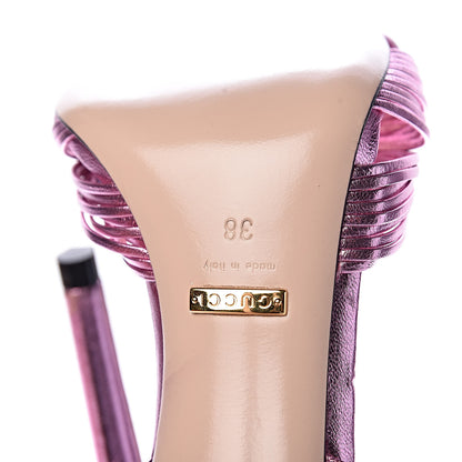 Gucci Metallic Nappa Knotted Allie Sandals 38 Rosa 6 of 10