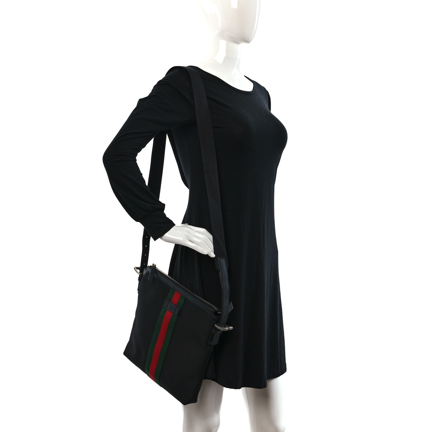 Gucci Techno Canvas Web Messenger Bag Black 2 of 9