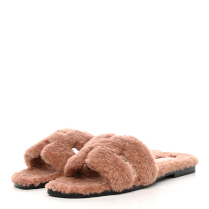 Hermes Woolskin Oran Sandals 38 Rose Aube 3 of 10