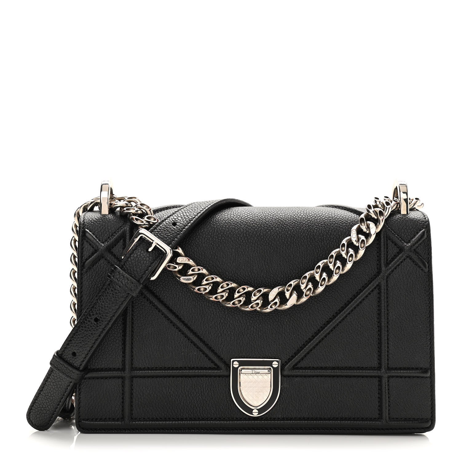 Christian Dior Grained Calfskin Medium Diorama Flap Bag Black 1 of 11