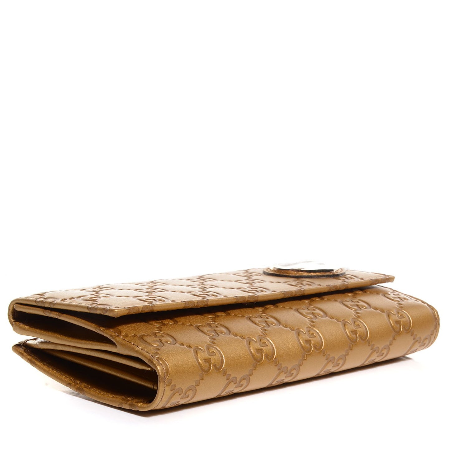 Metallic Soft Guccissima Lovely Continental Wallet Gold