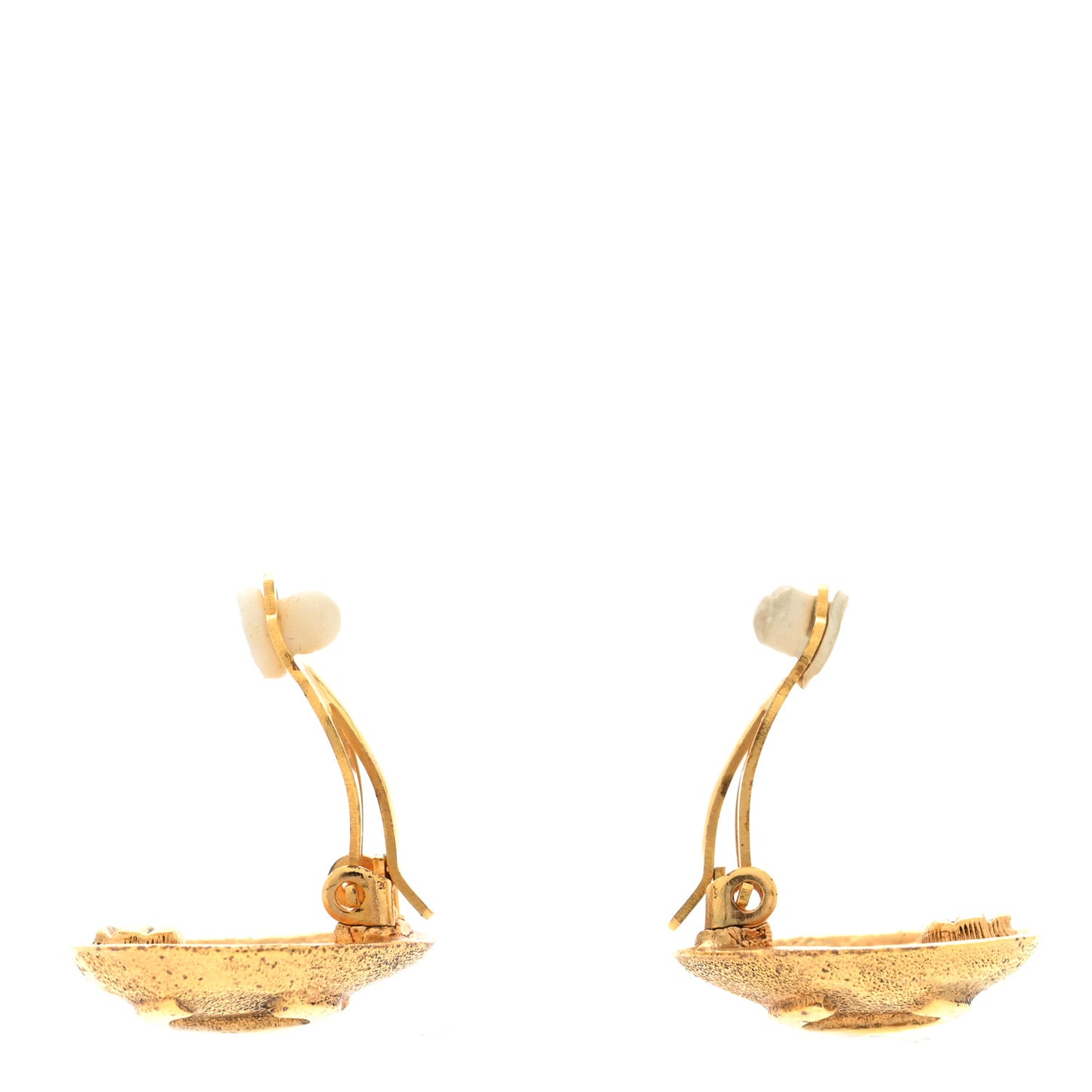 Metal CC Button Clip On Earrings Gold