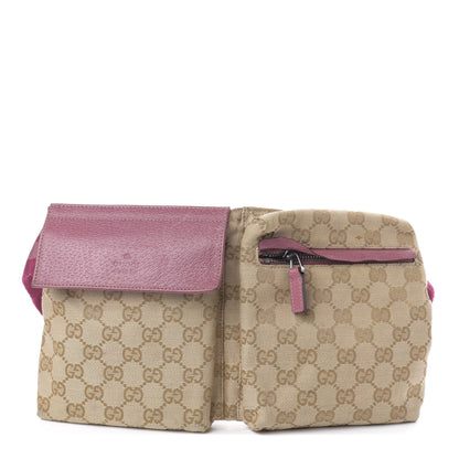 Gucci GG Monogram Web Double Pocket Belt Bag Pink 1 of 11