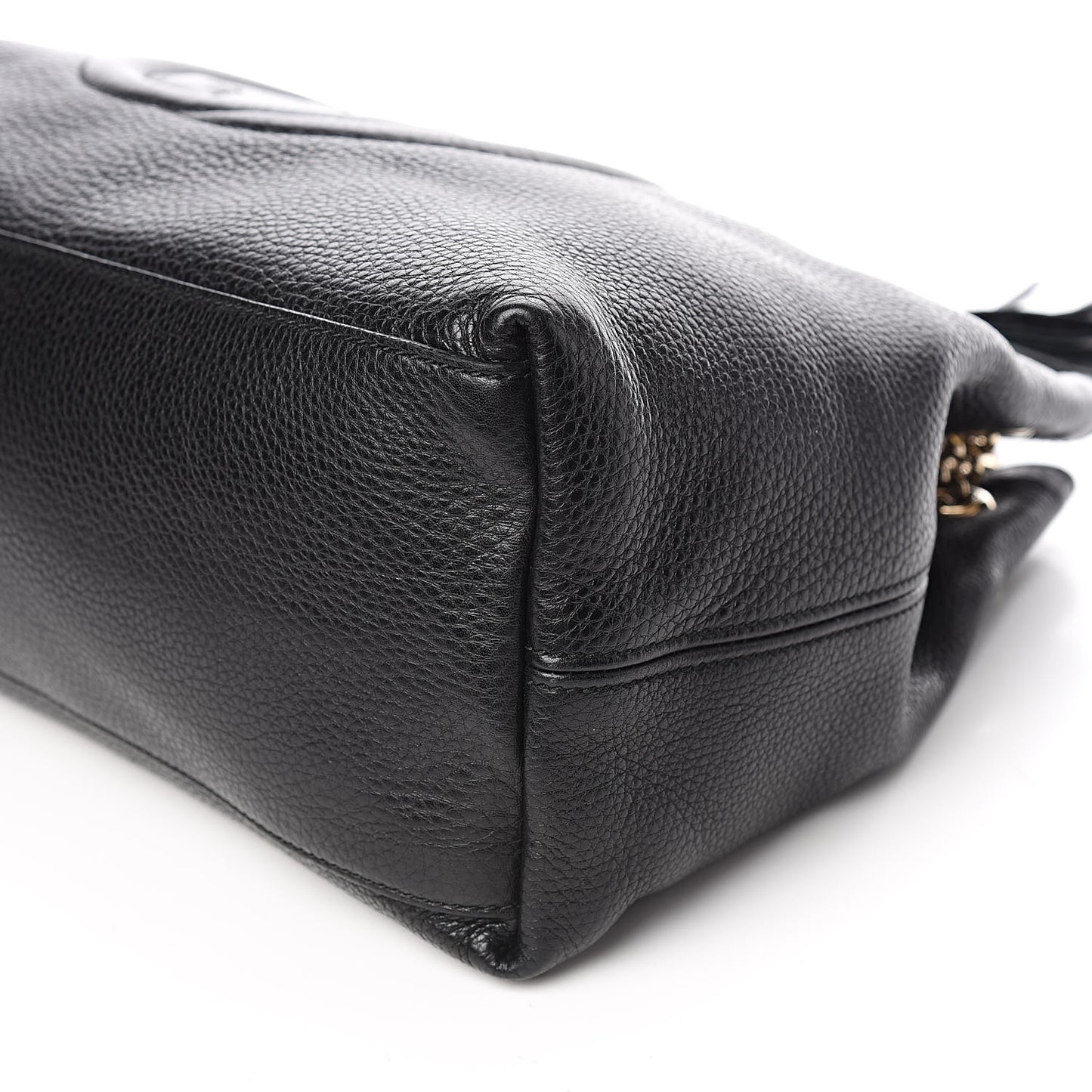 Pebbled Calfskin Medium Soho Chain Shoulder Bag Black