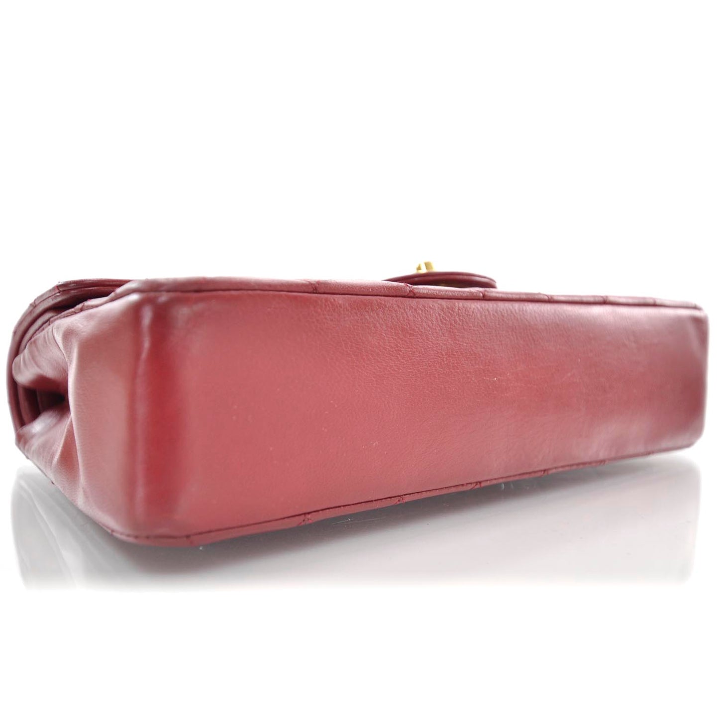 Lambskin Quilted Medium Double Flap Red