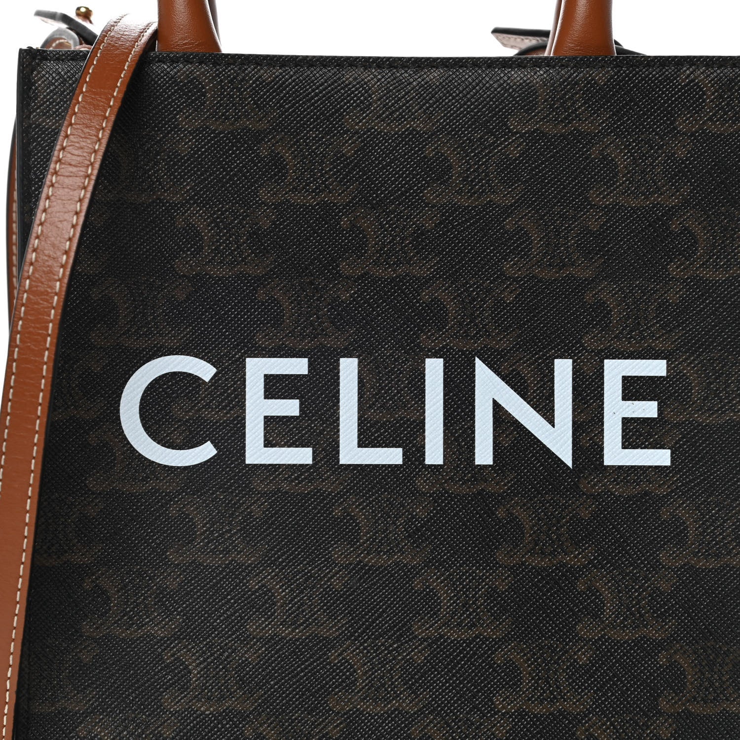 Celine Triomphe Canvas Calfskin Mini Vertical Cabas Tan 7 of 9