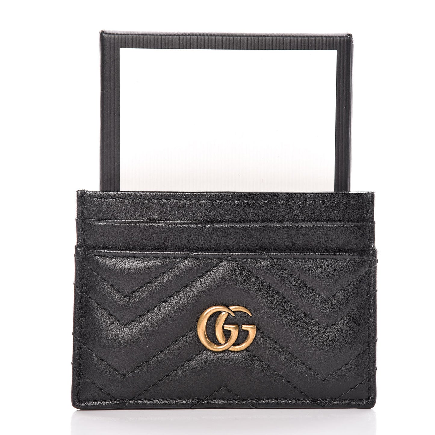 Calfskin Matelasse GG Marmont Card Holder Black